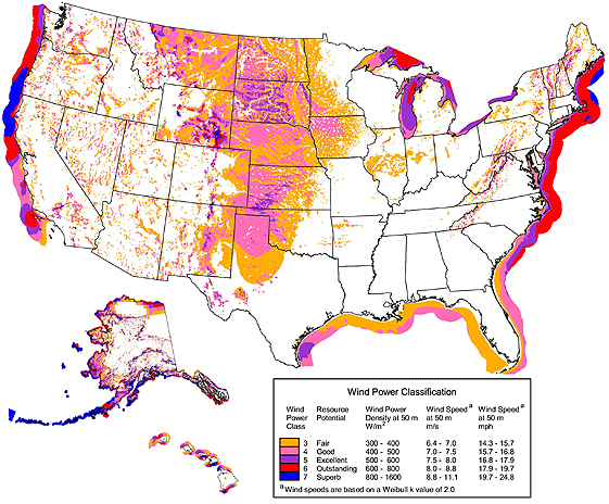 US Wind Map 50m small